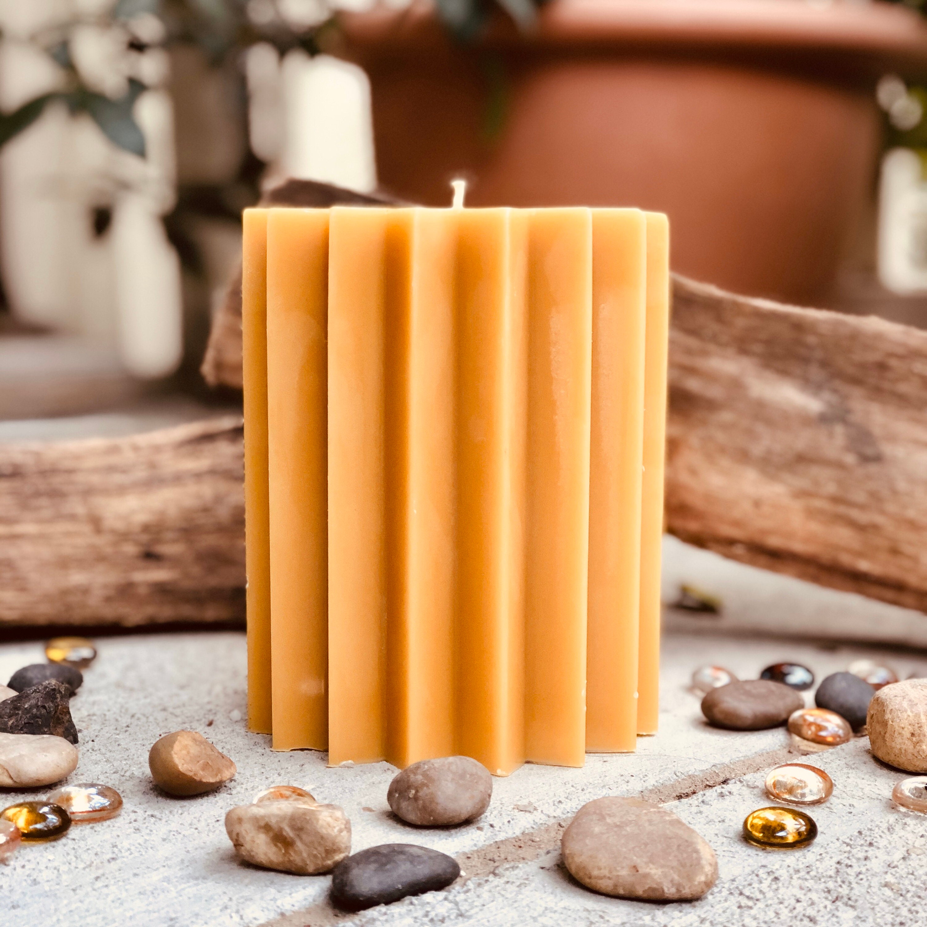 WINTER SALE ~ 8 EXTRA Large 100% PURE BEESWAX PILLAR candles ~ 20cm x 5cm