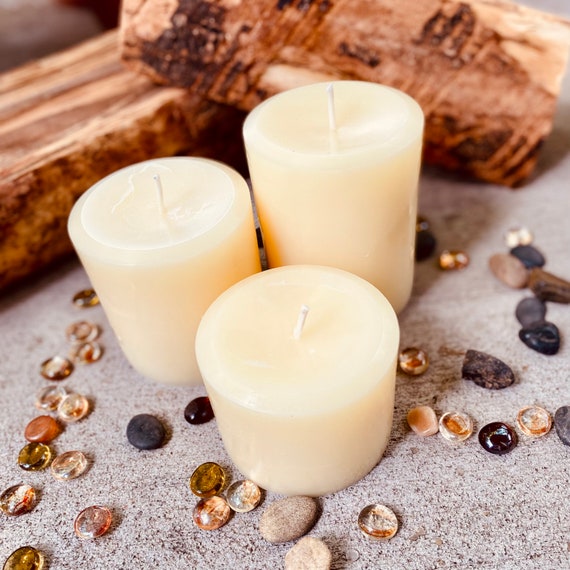 Set of 3 organic beeswax candles-4 wide up to 6 tall-100% Pure