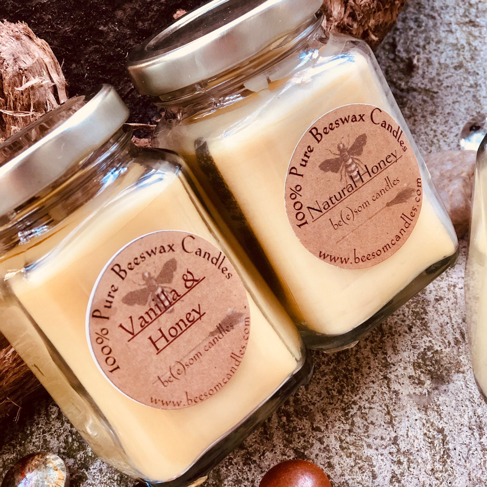 100 Pure Beeswax CandlesScented or UnscentedSet of 4 jar Candle3oz