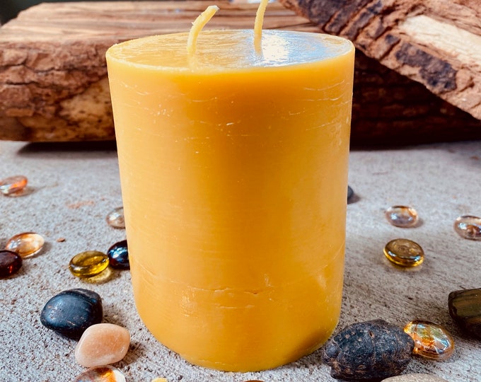 100% Pure Beeswax Pillar Candle-3.5” wide- double wick-beeswax candles-beeswax pillar candles