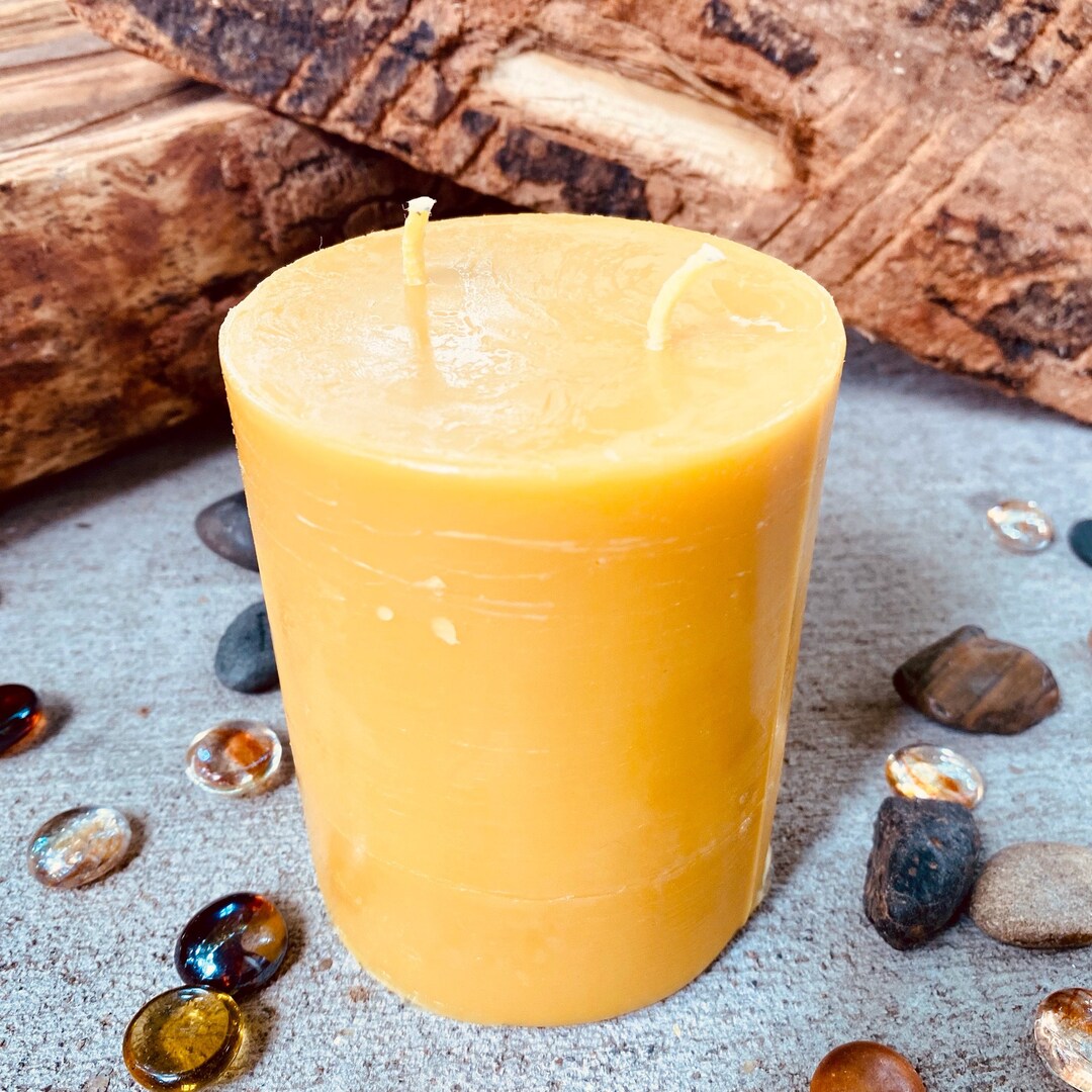 100 Pure Beeswax Pillar Candle3.5 Wide Double Wickbeeswax Etsy