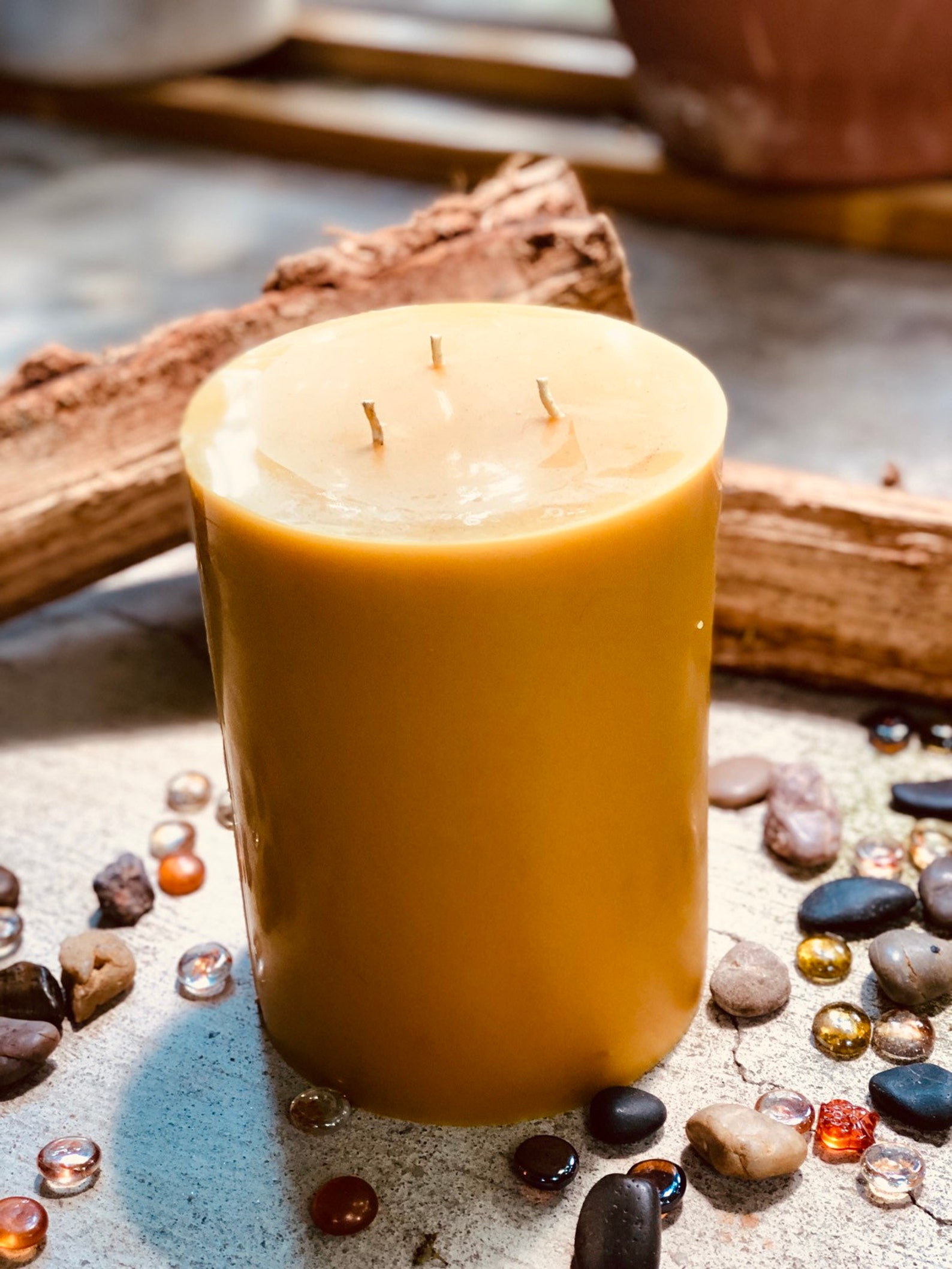 100 Pure Beeswax Pillar Candleextra large 3 wick Beeswax Etsy