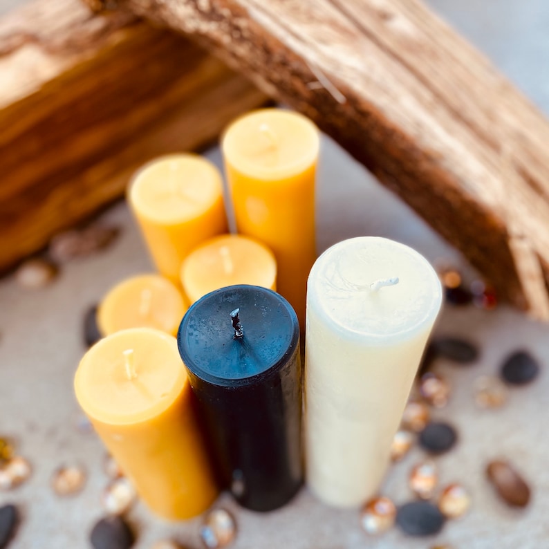 100% Pure Beeswax Pillar Candle-2 wide up to 15 tall-pure beeswax pillar candles-yellow, black or white beeswax-handmade beeswax pillar image 4