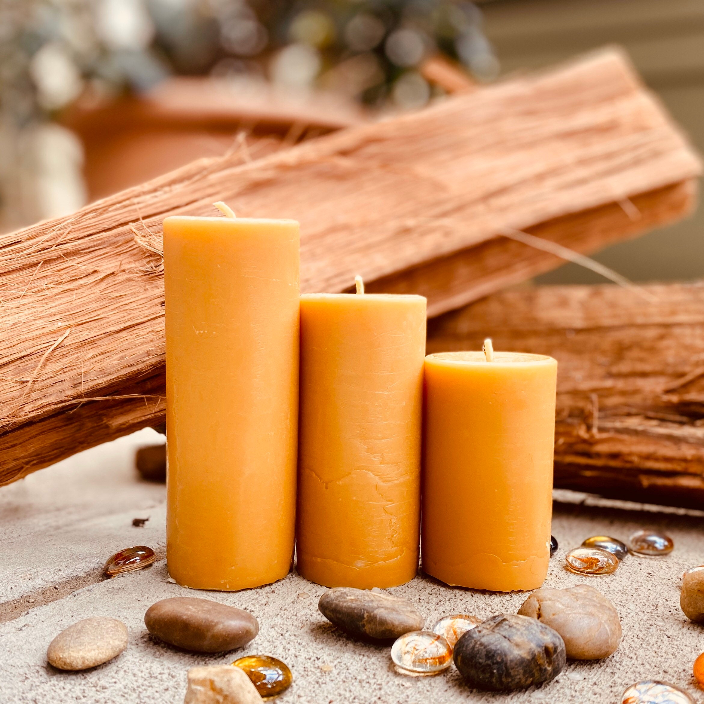 Set of 3 beeswax candles 2 widescented or unscented100 Etsy