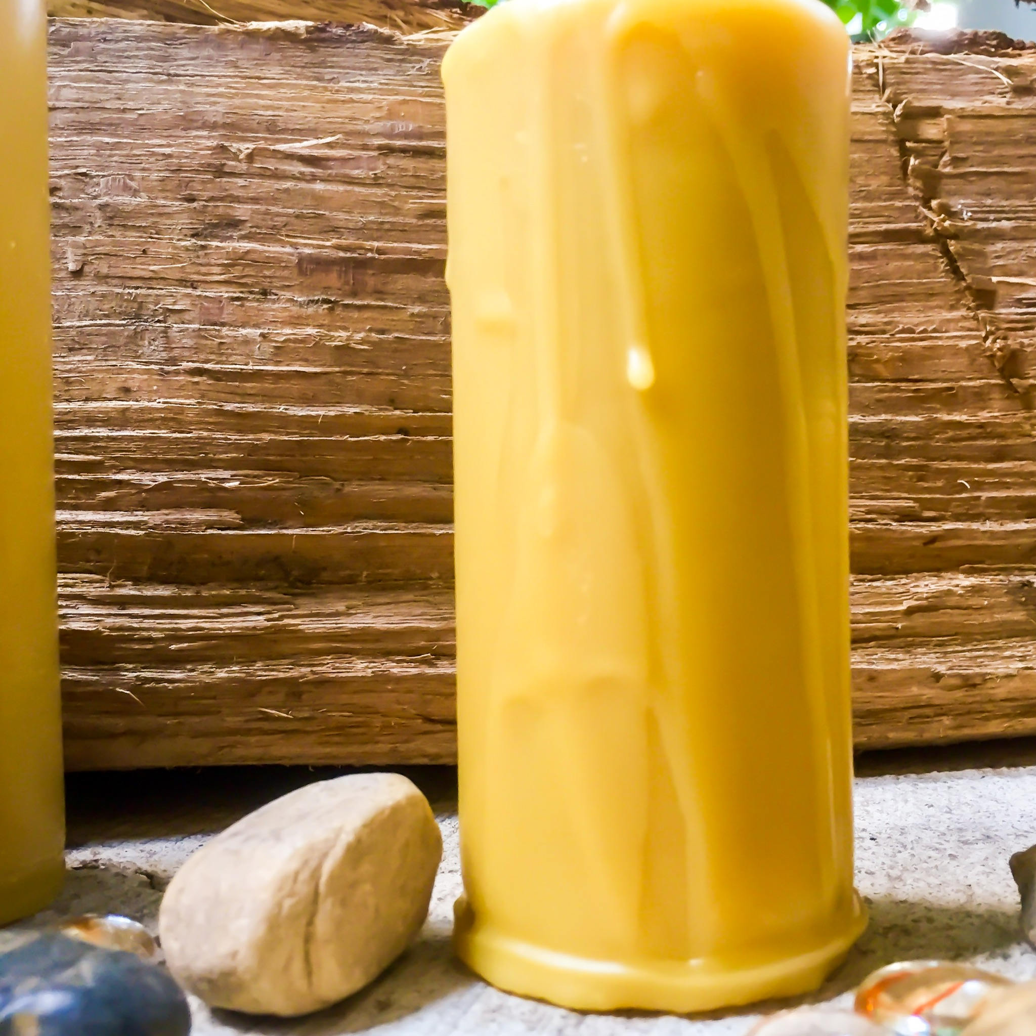 Pure Beeswax Drip Pillar Candle 2 wide & up to 9 tall