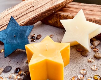 Handmade Beeswax Star Candle: Natural Honey Scent, 5"x3"