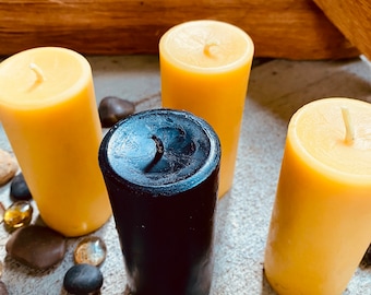 100% Pure Beeswax Pillar Candle-2” wide up to 15" tall-pure beeswax pillar candles-yellow, black or white beeswax-handmade beeswax pillar