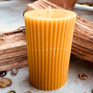 100% Pure Beeswax Pillar Candle-2”x3”x6” Oval Beeswax Pillar Candle-unique fluted beeswax pillar-Pure Organic Beeswax Candle