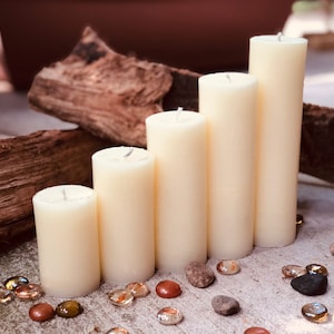 Set of 5 White Beeswax candles-100% Pure white Beeswax Pillar candle-2" diameter beeswax candle-handmade white beeswax candles