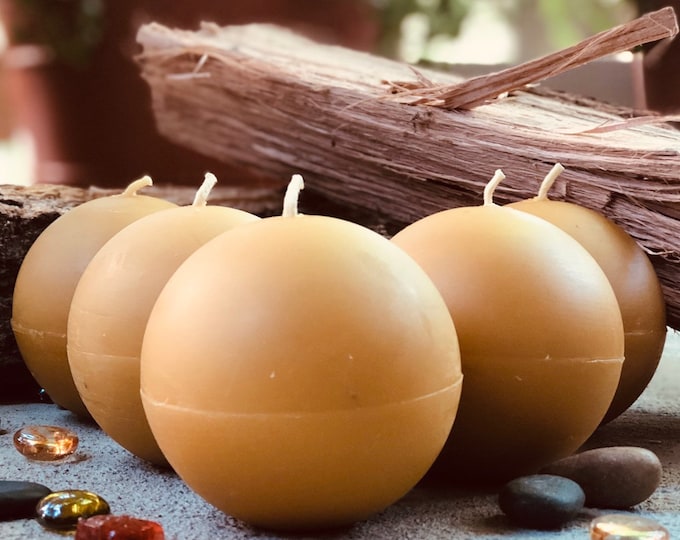 100% Pure Beeswax extra large 3" Sphere Candles. Scented or Unscented.