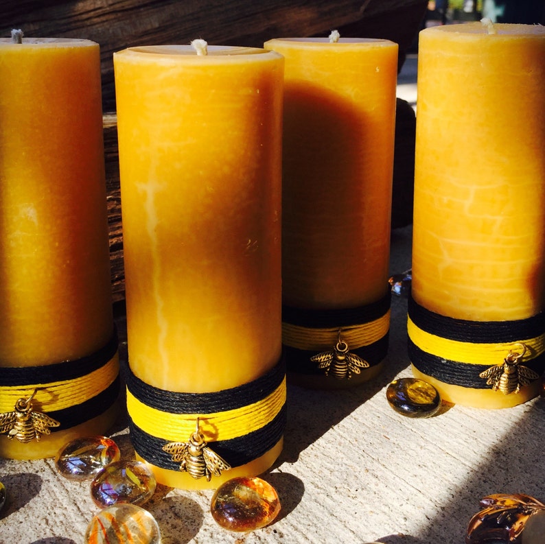Pure Beeswax Pillar Candles100 Beeswax Pillar Candle Wrapped Etsy