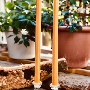 100% Pure Beeswax Taper Candles. Set of 2 pure organic beeswax candles, 1 wide, extra tall 15 elegant taper candles. Unique beeswax candle image 9