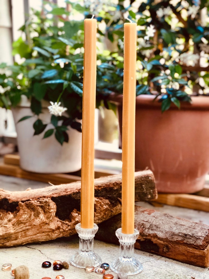 100 Pure Beeswax Taper Candles. Set of 2 Pure Organic Beeswax Etsy