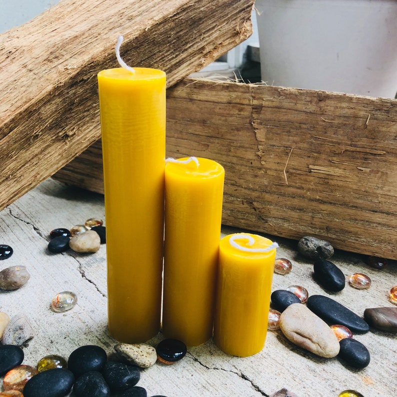 Organic Pure Beeswax Pillar Candlesset of 3 Candlestick Etsy