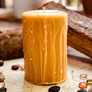 Pure Beeswax Candles-Handmade Drip Candle-4 inch wide pillar candle-organic Beeswax candle-Beeswax pillar candle-Natural yellow or black