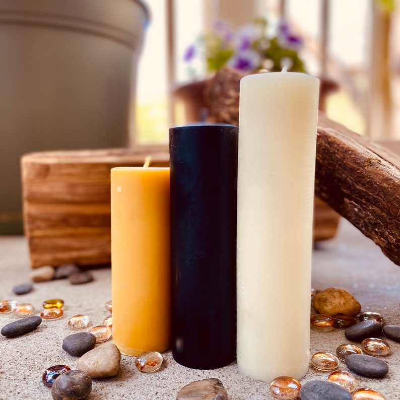 100% Pure Beeswax Pillar Candle-2 wide up to 15 tall-pure beeswax pillar candles-yellow, black or white beeswax-handmade beeswax pillar image 7