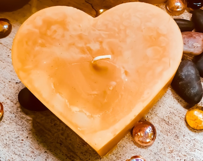 100% pure beeswax heart shaped candle-large 4" heart candle-unique heart beeswax candles-organic beeswax