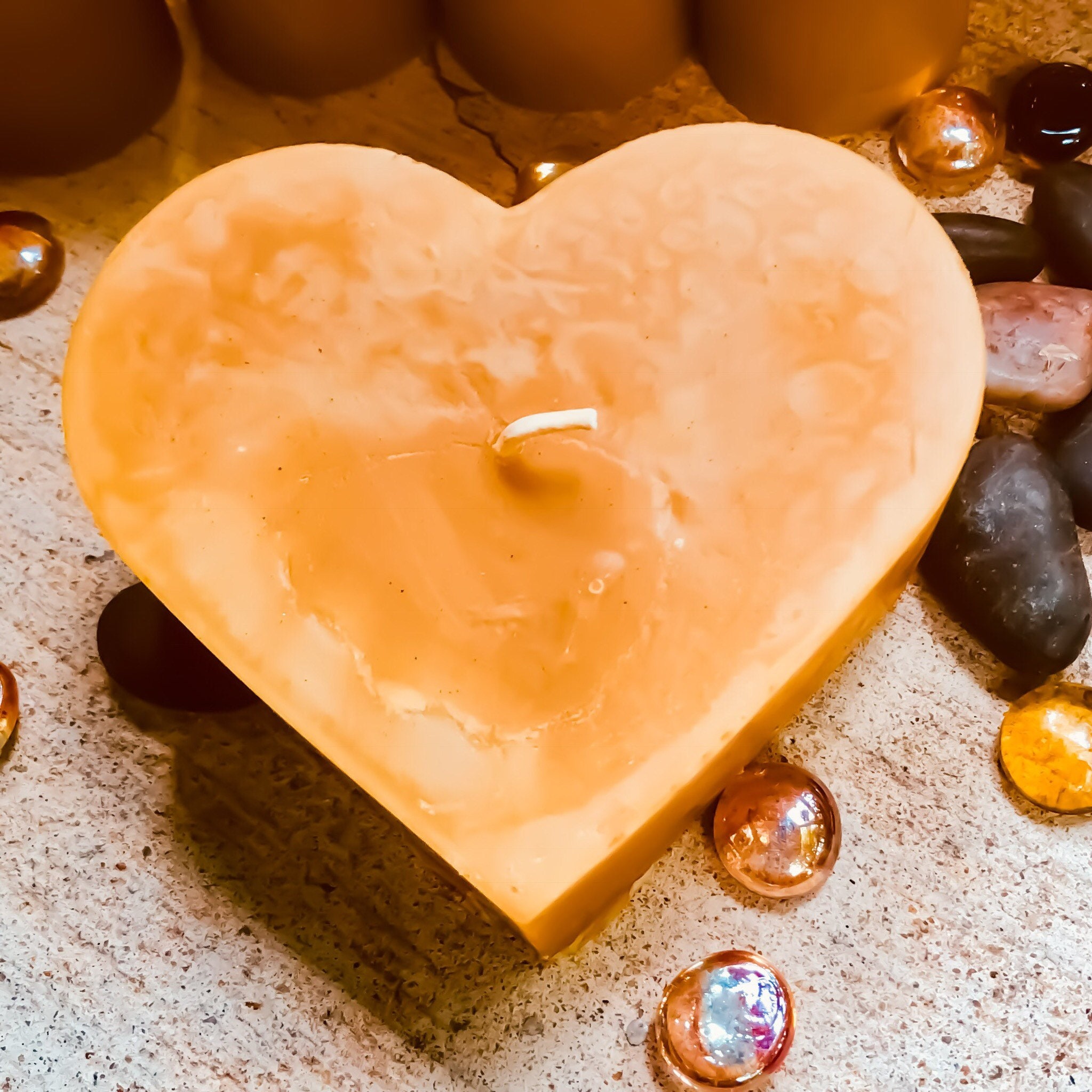 100% pure beeswax heart shaped candle-large 4 heart candle-unique heart  beeswax candles-organic beeswax