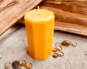 100% Pure Beeswax Octagon Pillar Candle Natural Honey Scent