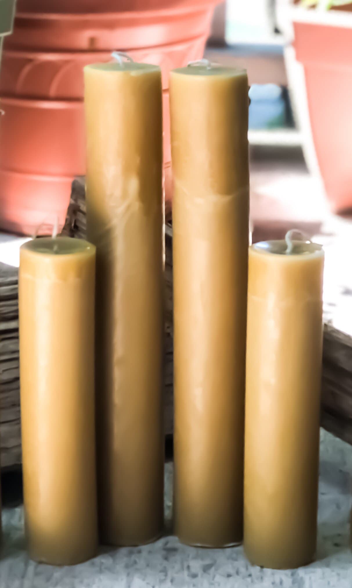 Extra Tall, Elegant 100 Pure Organic Beeswax Pillar Candles. 2 in