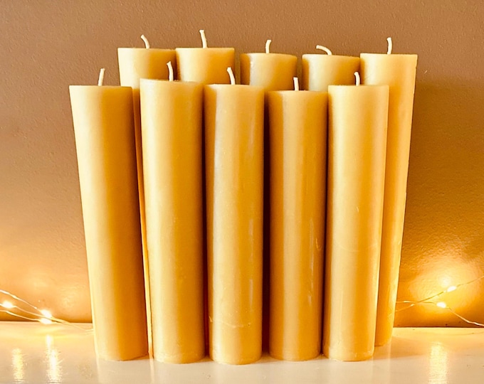 Extra Tall, Elegant 100% Pure Organic Beeswax Pillar Candles. 2" in diameter & 6"-9" tall. Scented or Unscented