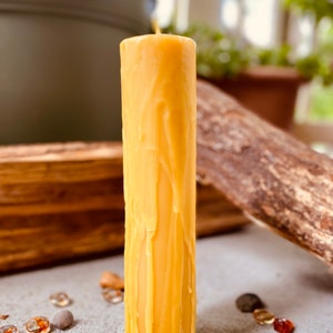 Handmade Drip Candle-Pure Beeswax Candles-organic Beeswax candle-Beeswax pillar candle-Beeswax candle-2 inch wide pillar candle-tall pillar