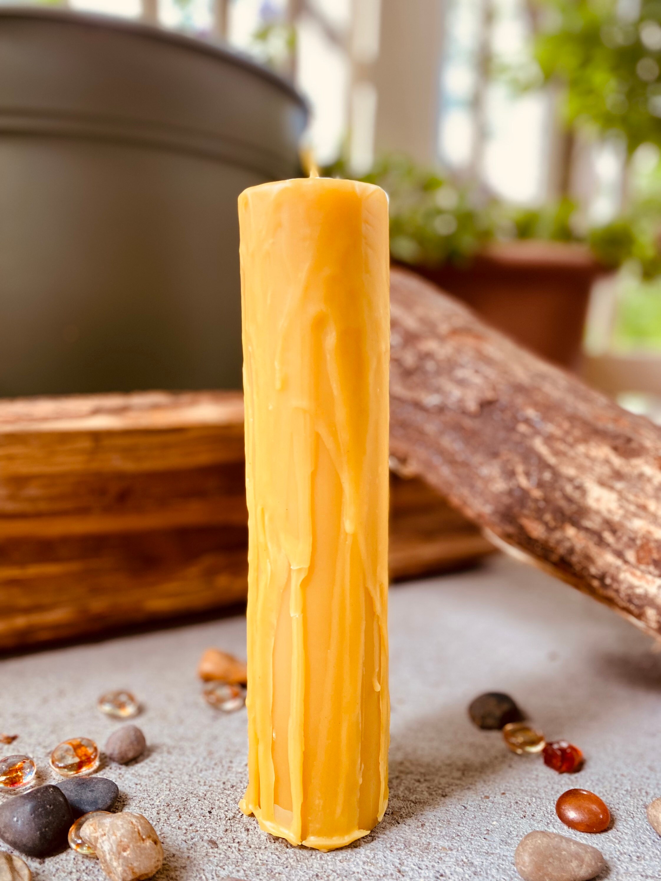 Honey Comb Beeswax Candle X2 Large and Small Beeswax Pillar Candle