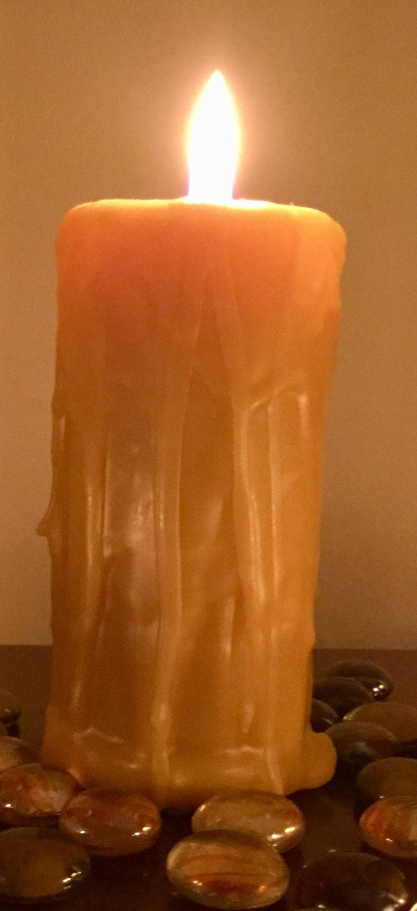 Pure Beeswax Drip Pillar Candle 2 wide & up to 9 tall