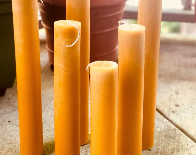 Unique extra tall pure beeswax pillar candles-
