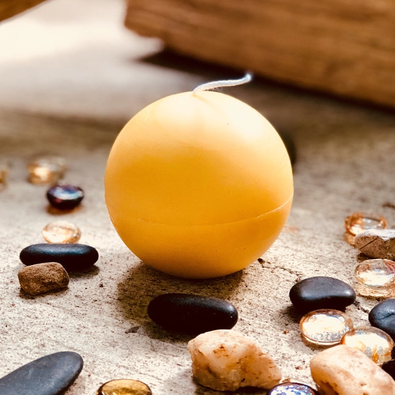 100% Pure organic Beeswax 3 XL spheres-extra large 3 pure beeswax ball candles-organic beewax round ball candles-unique beeswax candle image 10