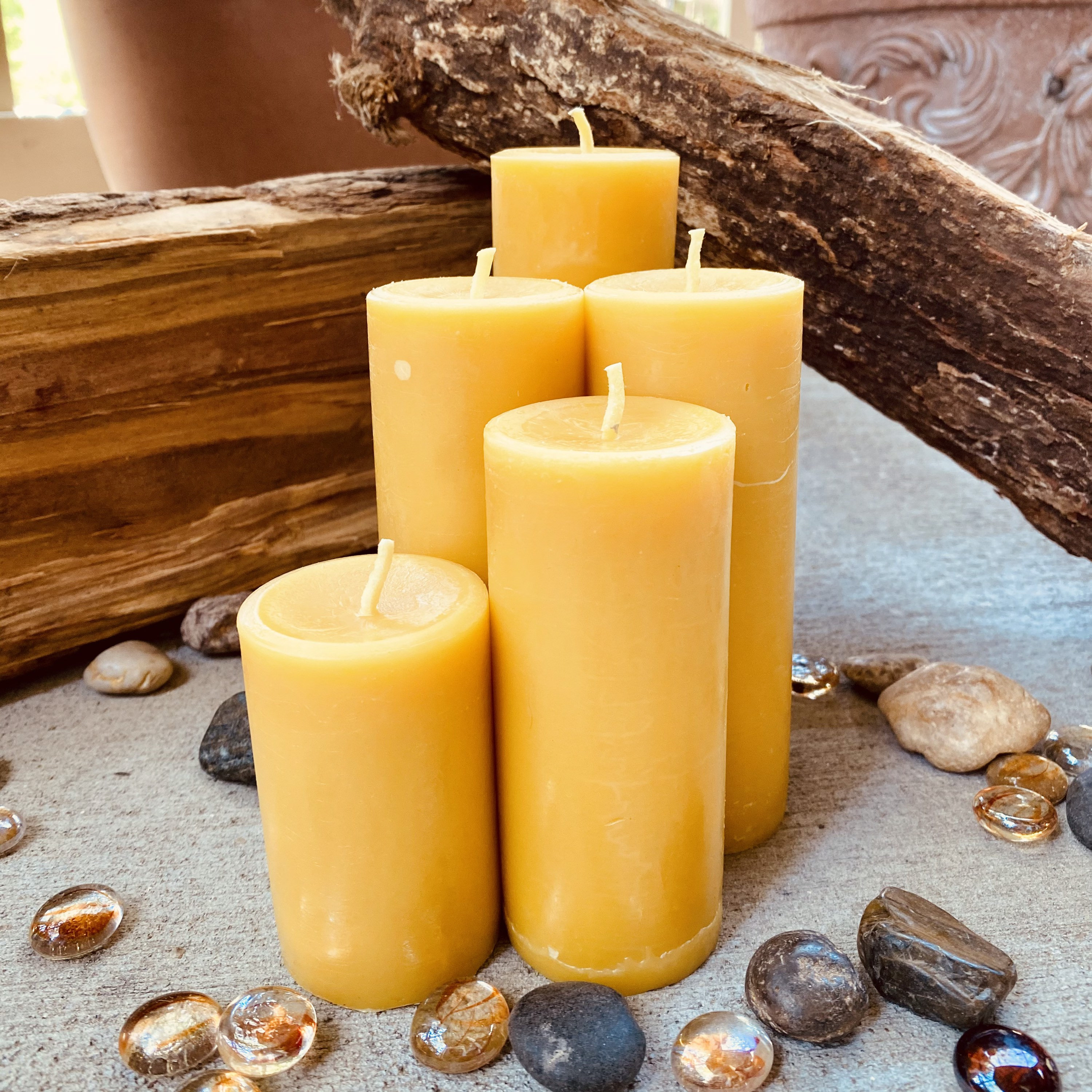 Rustic 100% Pure Beeswax Green Candles/tall Natural Beeswax Pillar  Candles/handmade Bees Wax Natural Candles 