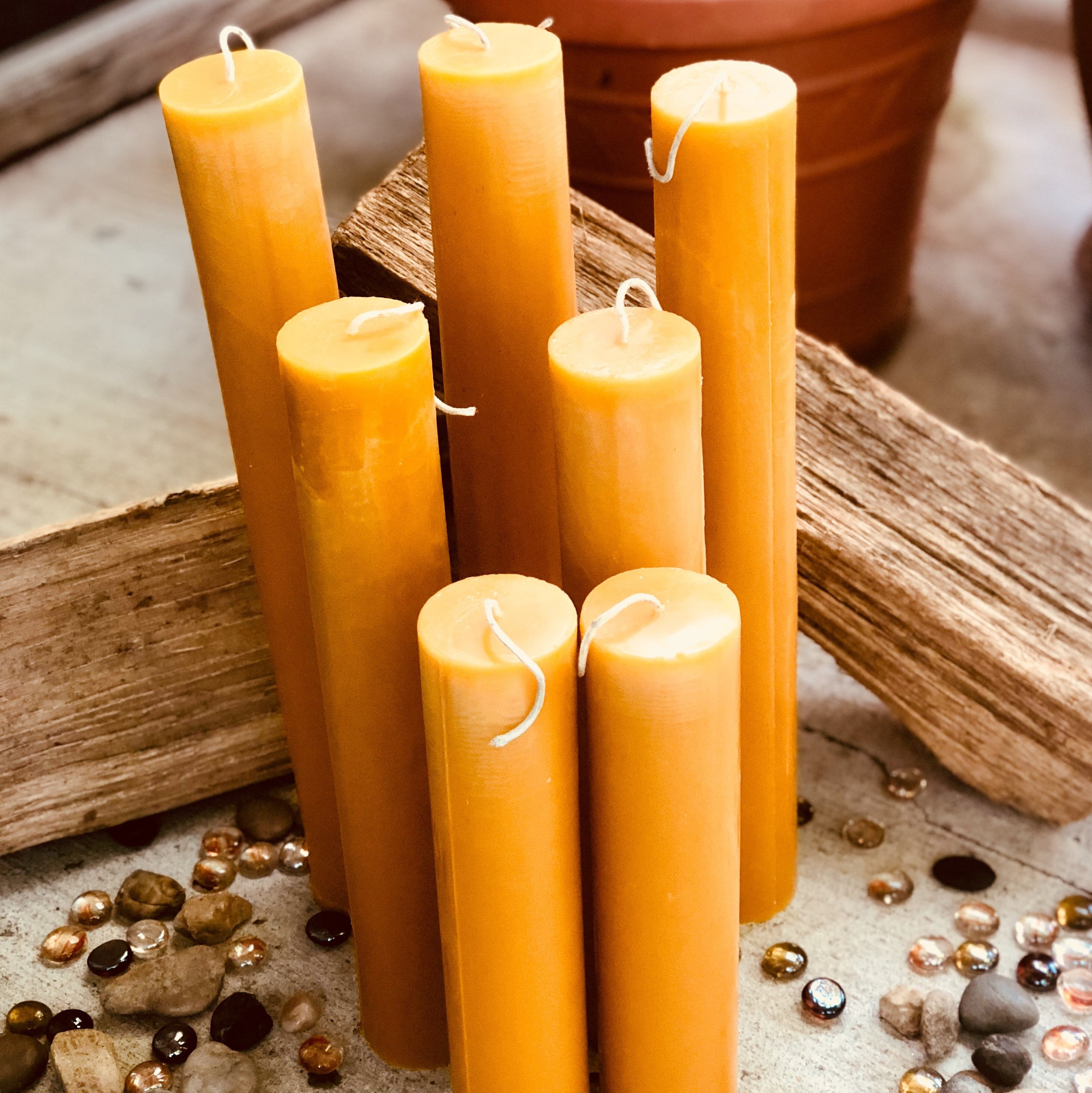 64 pcs Bees Wax Pillar Candles Bulk Wedding Candles 100 % Pure Non-toxic  Beeswax