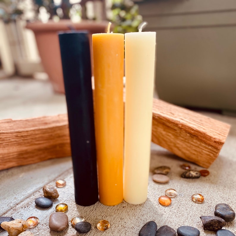 Organic Pure Beeswax 1.5 pillar black, white or natural honey beeswax candlestick-1.5inch pillar candles-pure organic beeswax pillar candle image 1