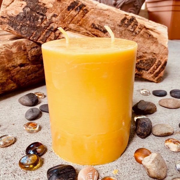 100% Pure Beeswax Pillar Candle-3.5” wide- double wick-beeswax candles-beeswax pillar candles