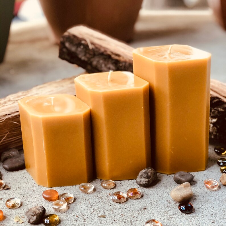 100% Pure Beeswax Candle-Unique Organic Beeswax Pillar Candle-diamond shaped Beeswax Candlex-extra large diamond beeswax pillar candle image 5