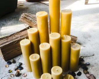 100% Pure beeswax candle-3"to 15"-scented or unscented-pillar candles-beeswax candles-2" diameter pure beeswax candle-beeswax