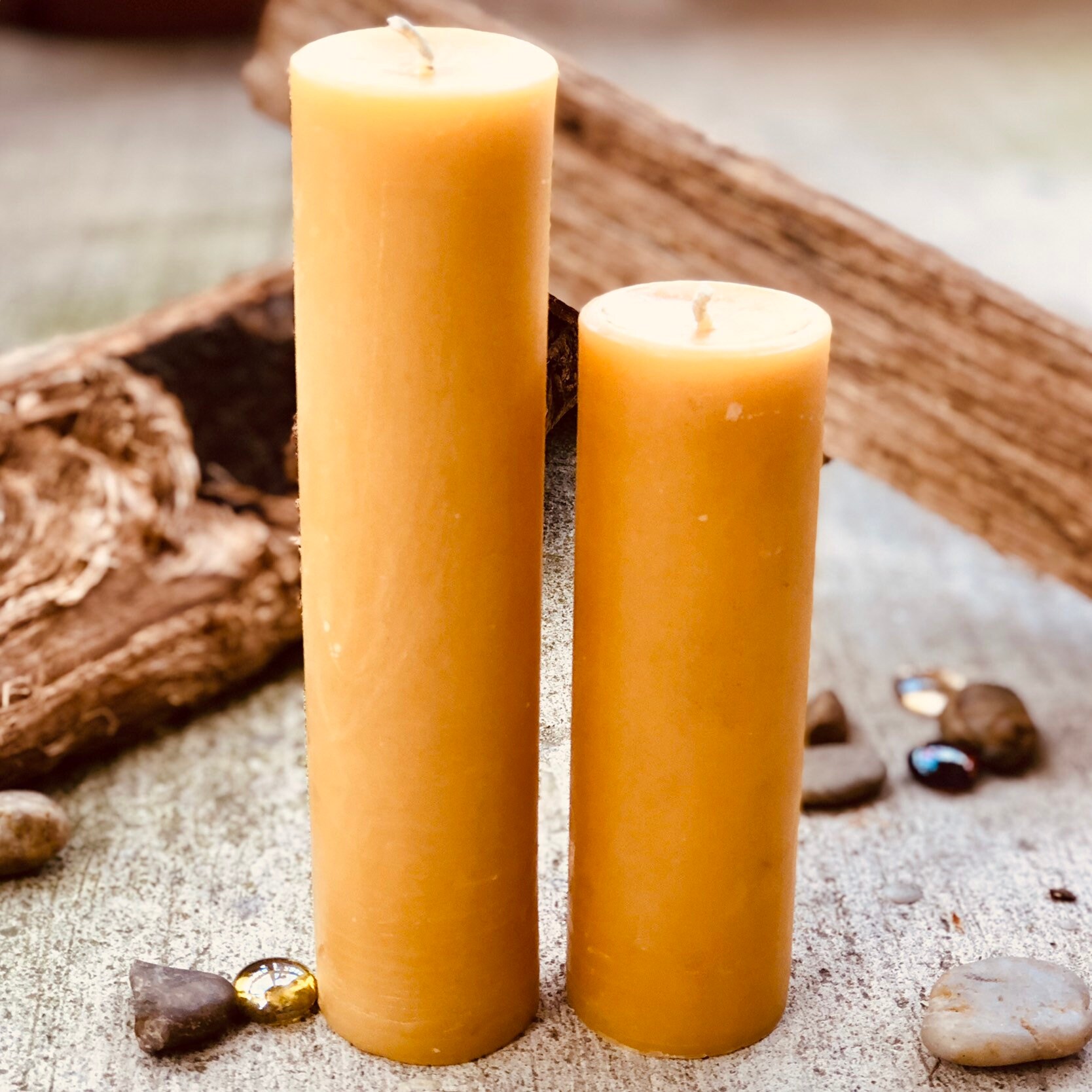100 pure beeswax candlesset of 2 pure beeswax pillar candles scented