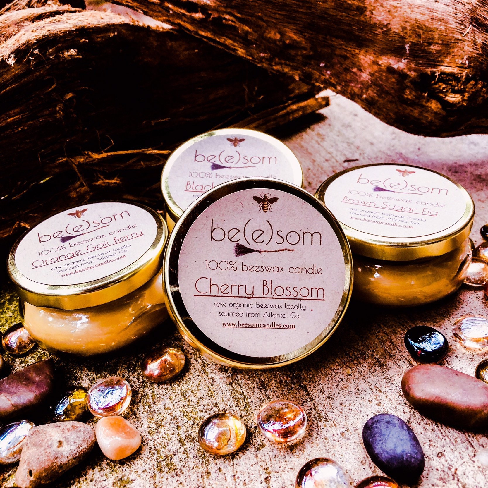 Set of 4 100 pure beeswax candles4oz or 8oz glass terrine scented