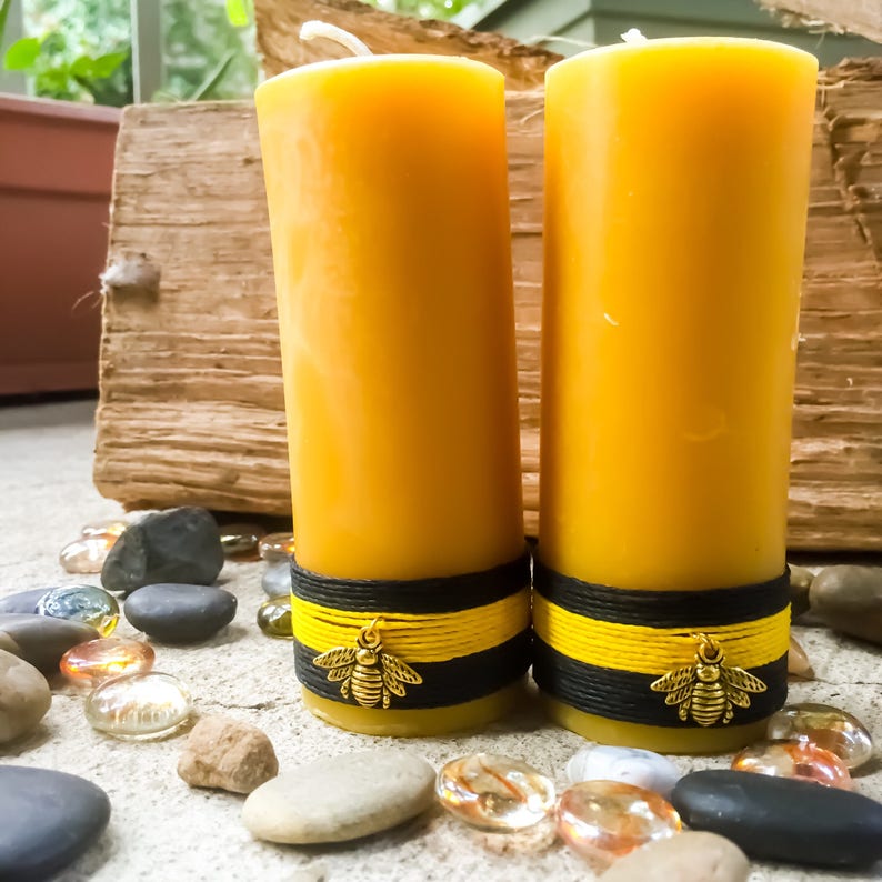 Pure Beeswax Pillar Candles100 Beeswax Pillar Candle Wrapped Etsy