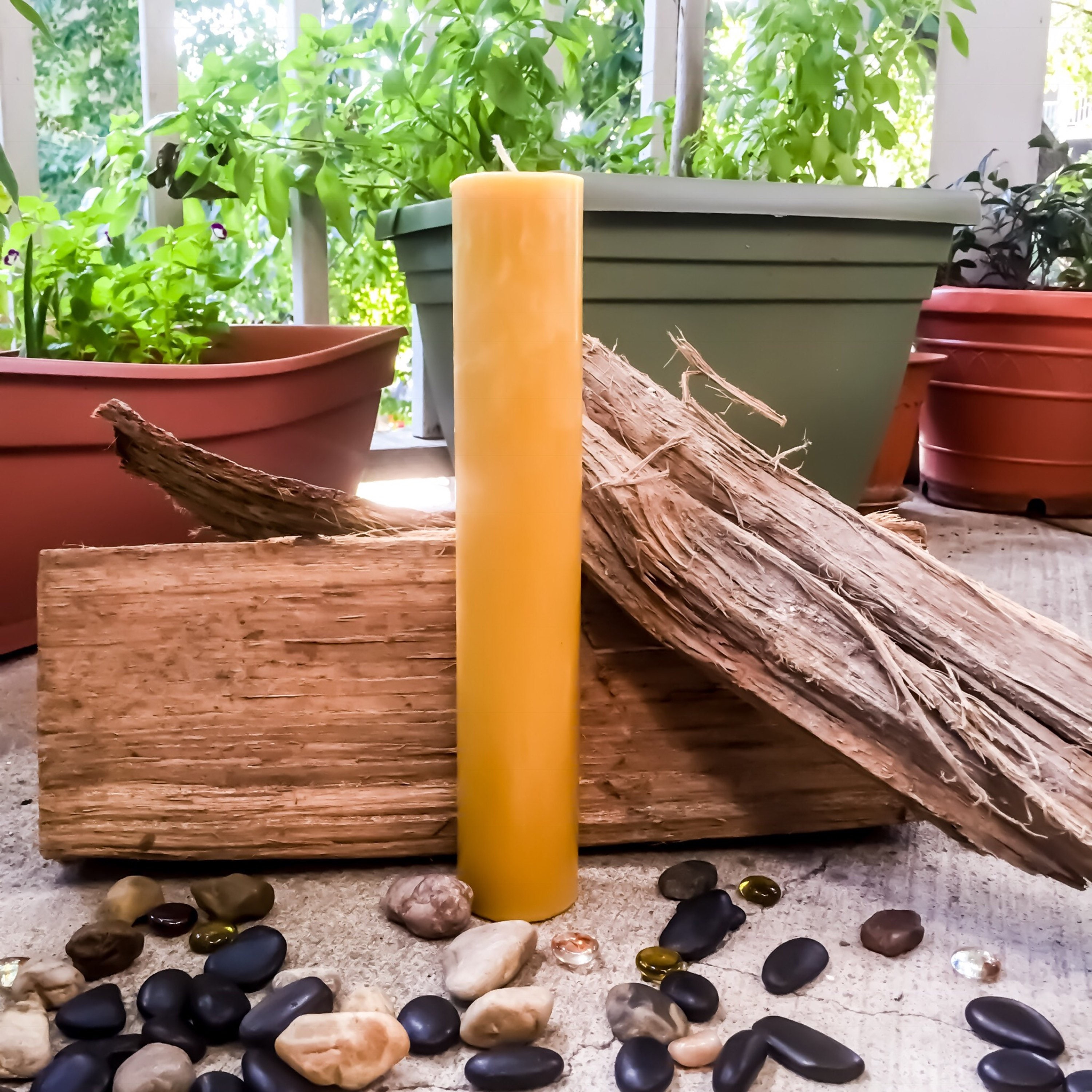 Unique extra tall pure beeswax pillar candles
