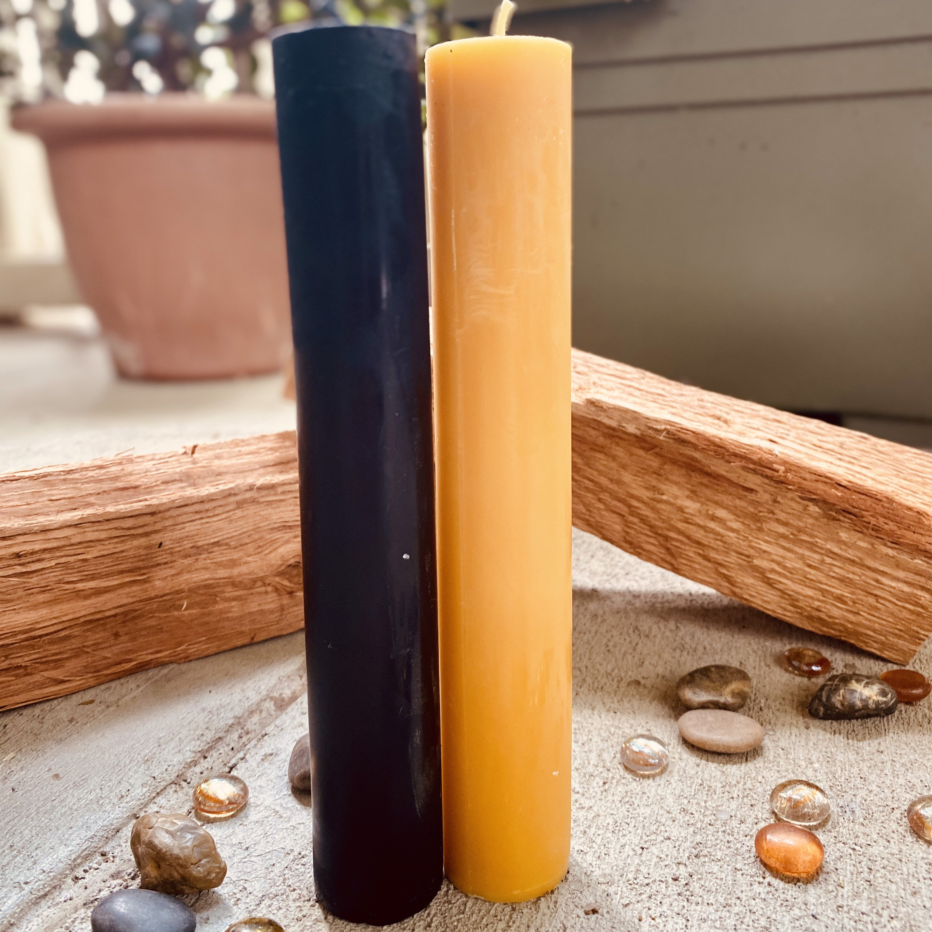 Organic Pure Beeswax 1.5 pillar black, white or natural honey beeswax