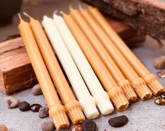 100% Pure Beeswax Taper Candles. Set of 2 pure organic beeswax candles, 10" elegant taper candles. White beeswax or Natural beeswax tapers
