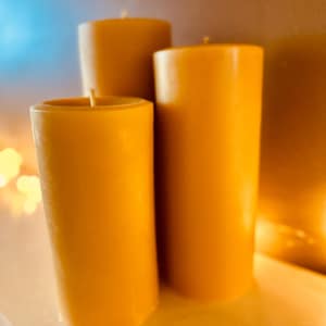 100% Pure Beeswax Pillar Candle-3” wide up to 15&quot; tall-pure beeswax pillar candles-yellow, black or white beeswax-handmade beeswax pillar