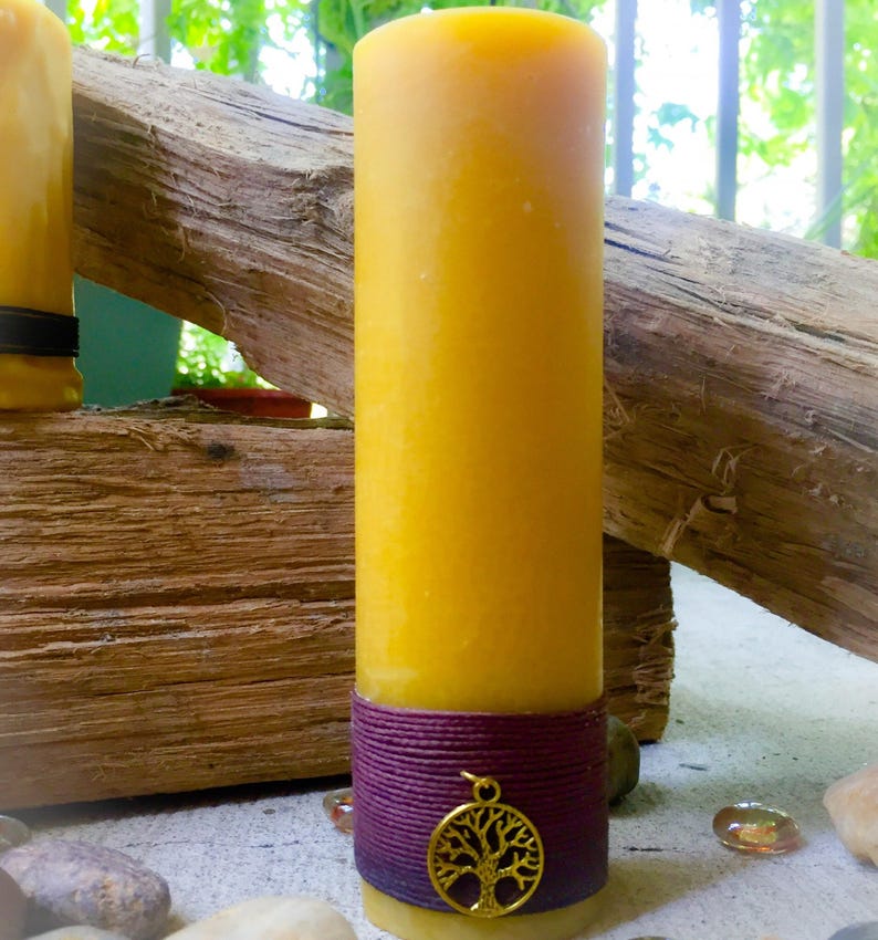 100% Pure Organic Beeswax Pillar Candle Gift set-gift set of charmed pure beeswax candles-organic handmade beeswax-tall beeswax pillars image 4