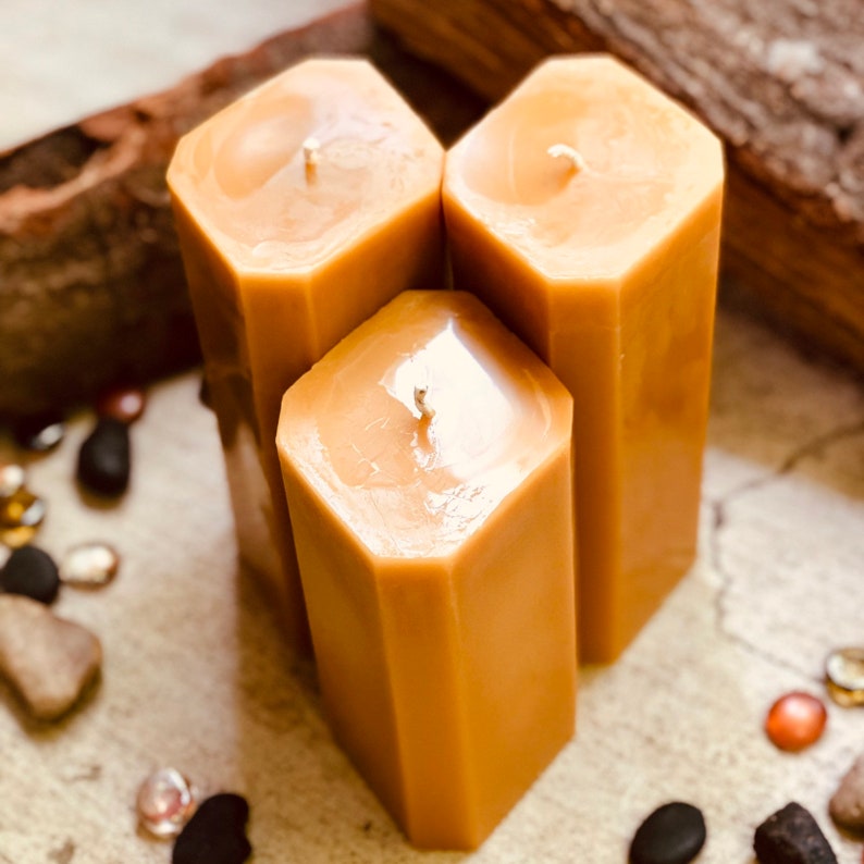 100% Pure Beeswax Candle-Unique Organic Beeswax Pillar | Etsy