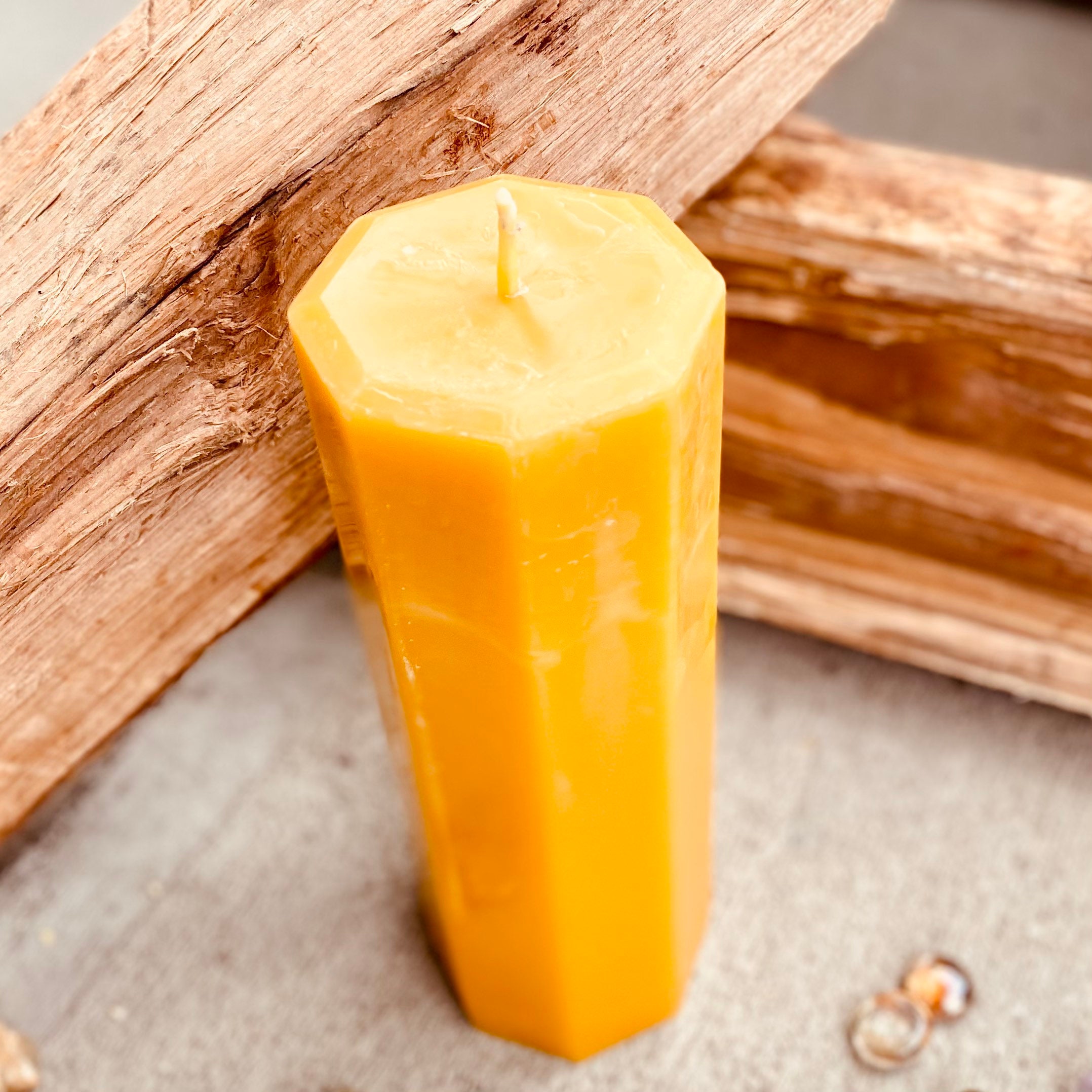 100 Pure Beeswax Hexagon Pillar Candle3 wide and up to 9” tall
