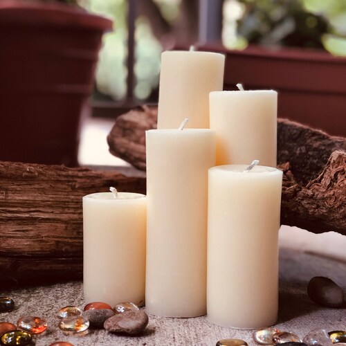 White Beeswax Pillar Candles 3 Diameter Pillars Etsy