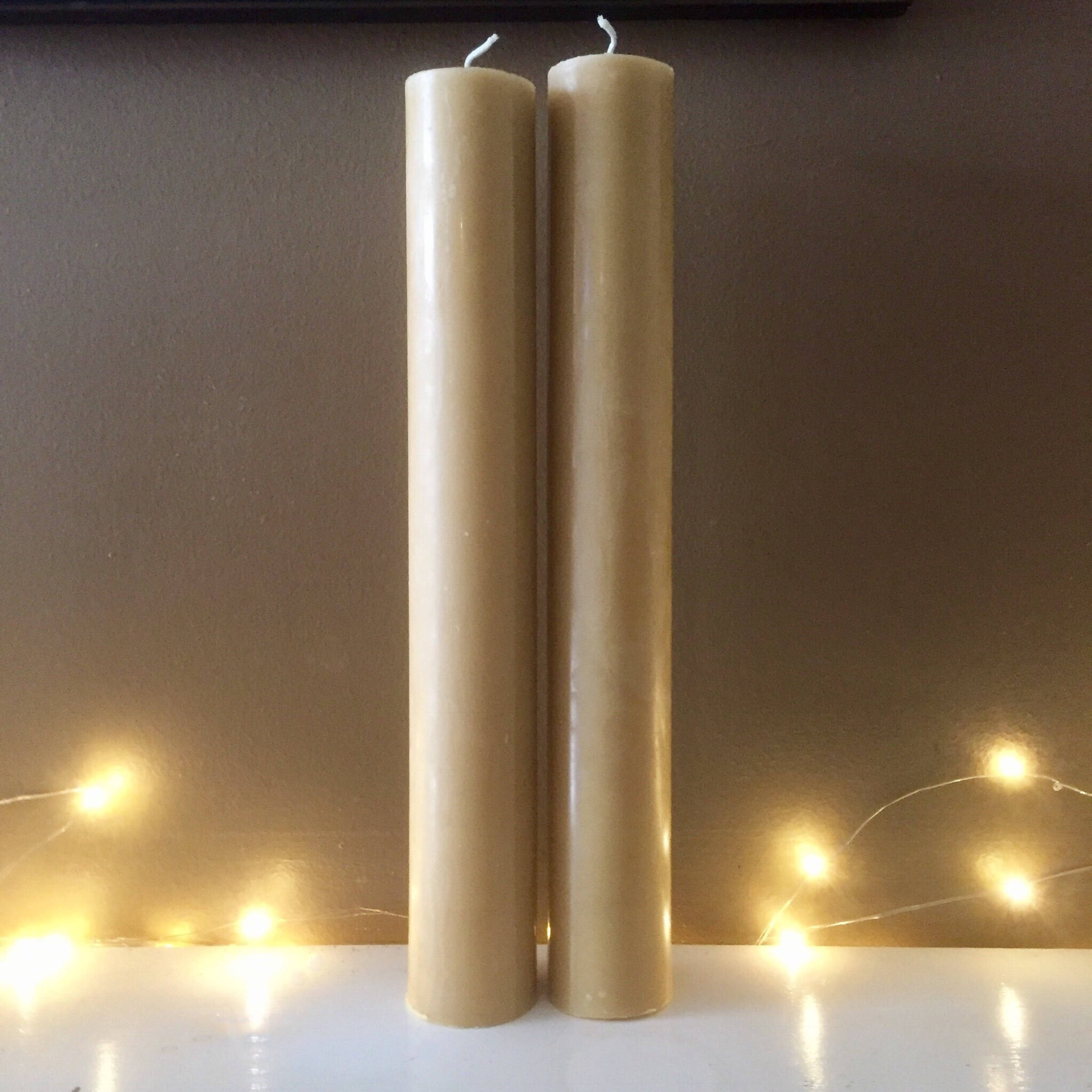 Unique extra tall pure beeswax pillar candles