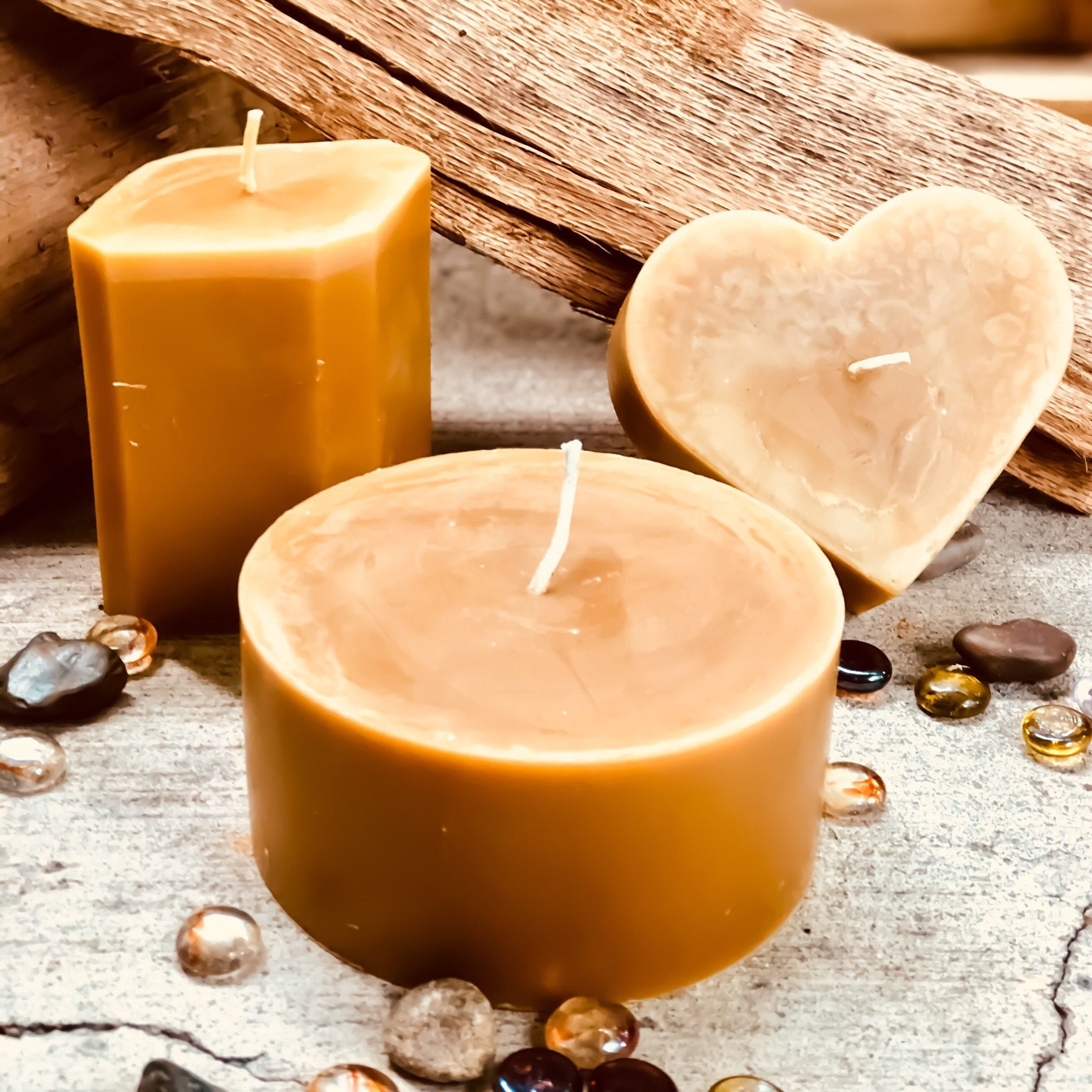 WINTER SALE ~ 8 EXTRA Large 100% PURE BEESWAX PILLAR candles ~ 20cm x 5cm