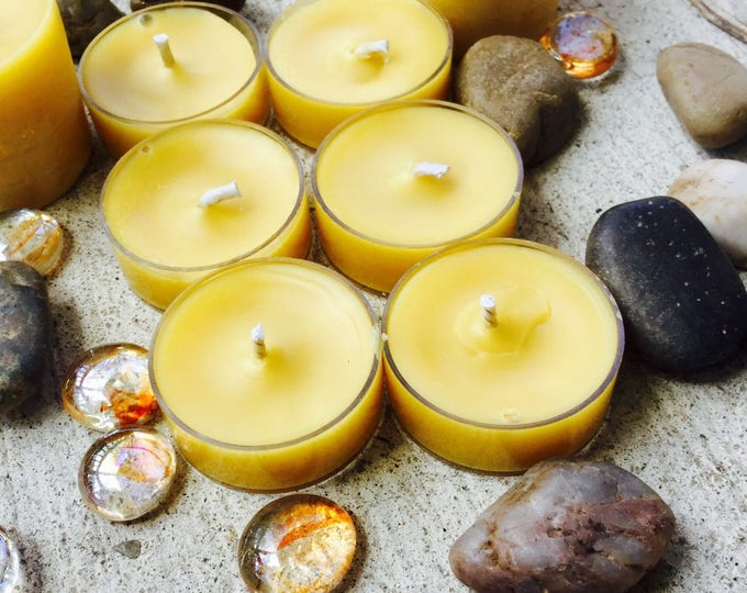 100% pure organic beeswax tealights in packs of 6, 12, 24, 36 and 48